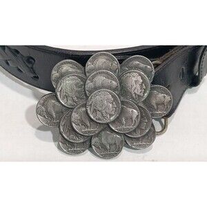 Vintage C&J  1986 Buffalo Nickel  buckle  and belt (44 inches length)